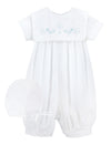 74167-Long Romper Embroidered Cross Baby Boy Christening Outfit