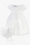 Baby Girls White Princess Lace Gown - with Matching Bonnet