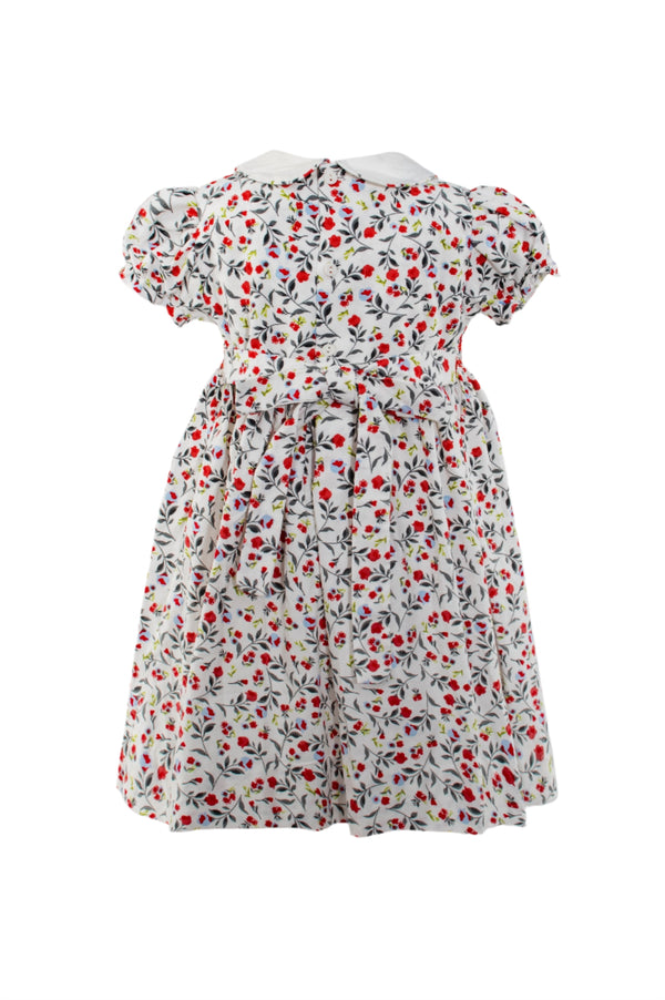 Corduroy Floral Short Sleeve Toddler Girl Dress Back