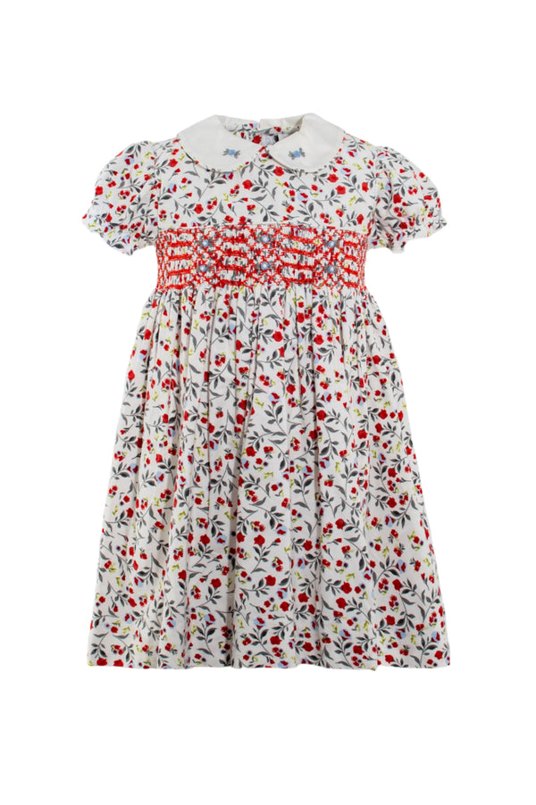 Corduroy Floral Short Sleeve Toddler Girl Dress