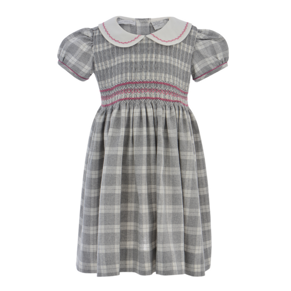 Gray Heathered Plaid Toddler Girl Short Sleeve Dress