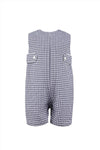 Monogram Check - Navy Boys Romper