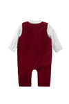 Red Velvet Baby Boy Long Romper & Shirt Set Back