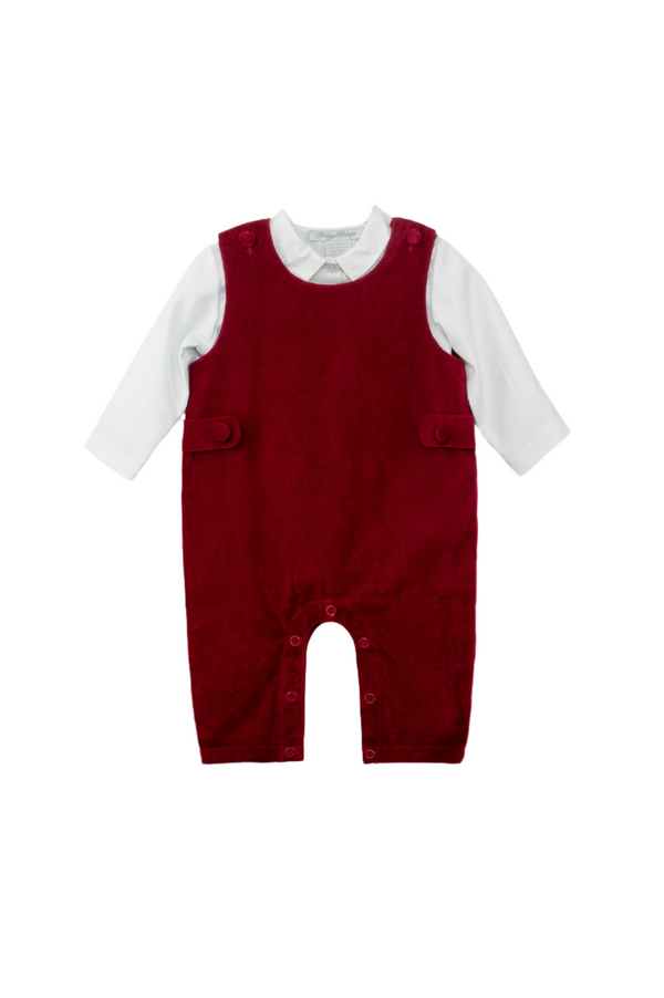 Red Velvet Baby Boy Long Romper & Shirt Set