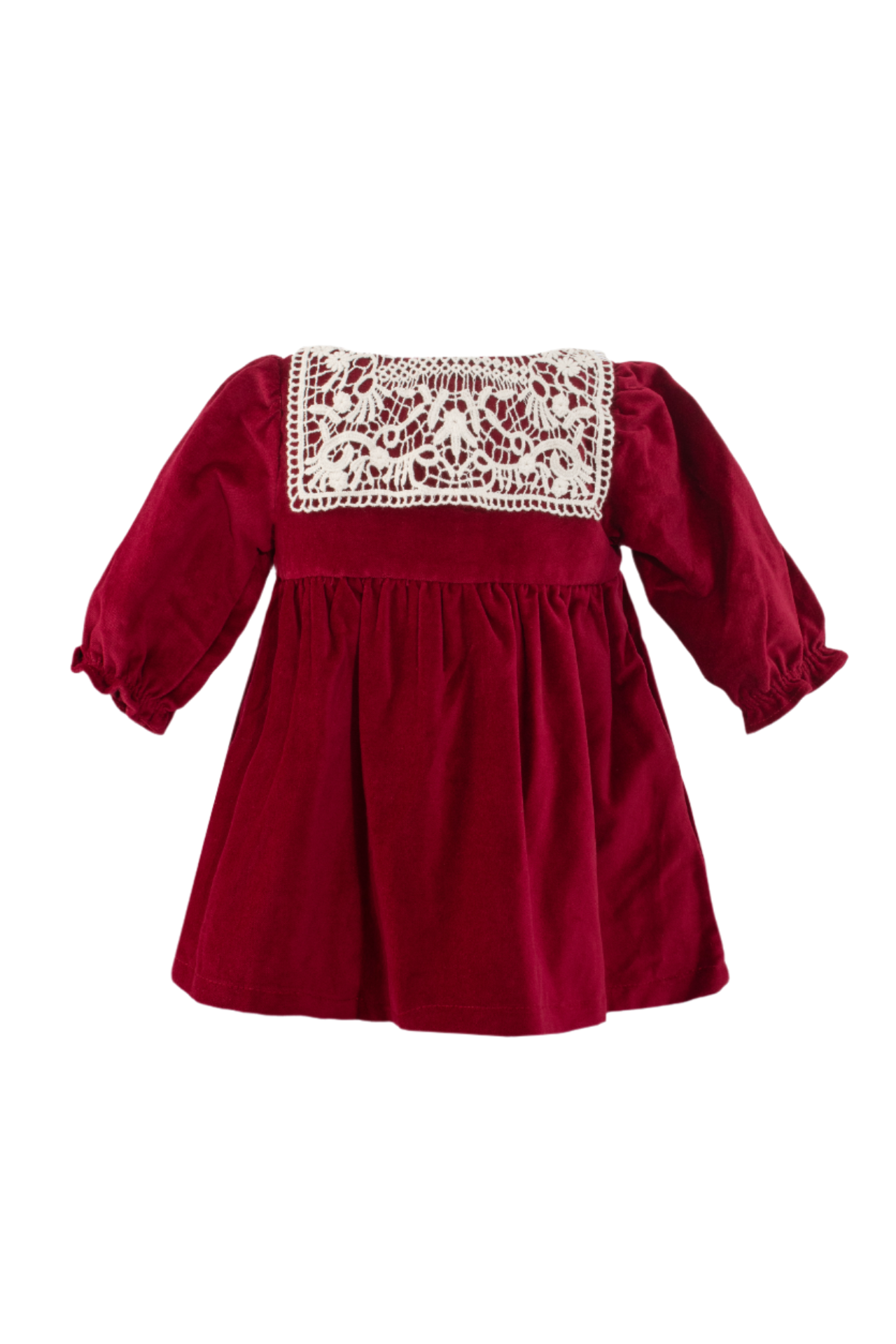 Red Velvet Baby Girl Long Sleeve Dress Back