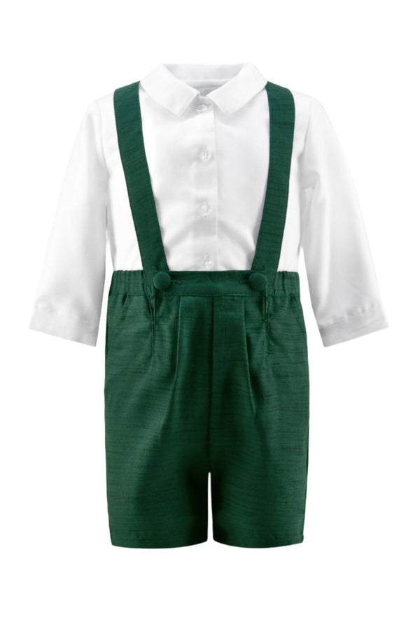 Silk Suspender Short & Shirt Set Hunter Green