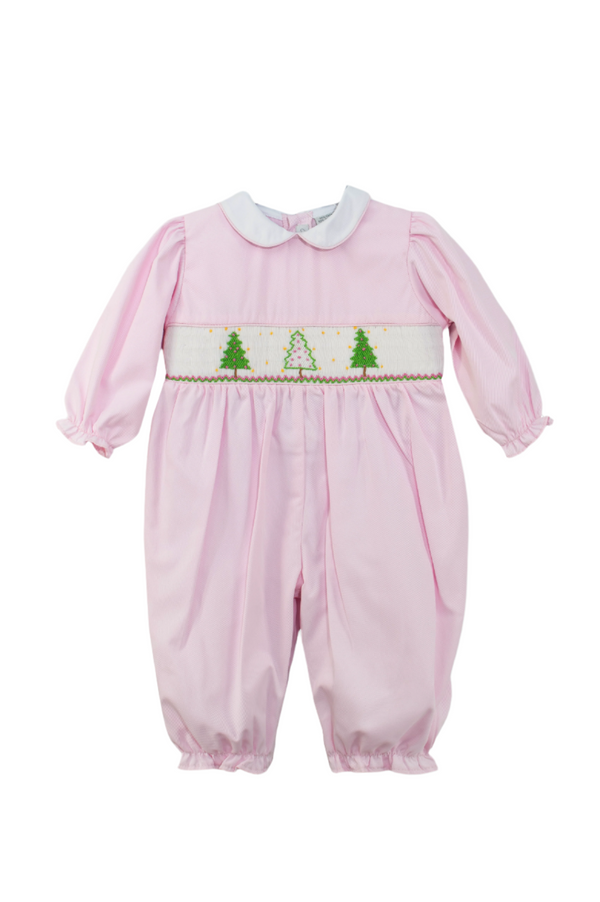 Smocked Christmas Tree Baby Girl Longall 