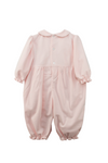 Smocked Teddy Bear Pink Baby Girl Longall back