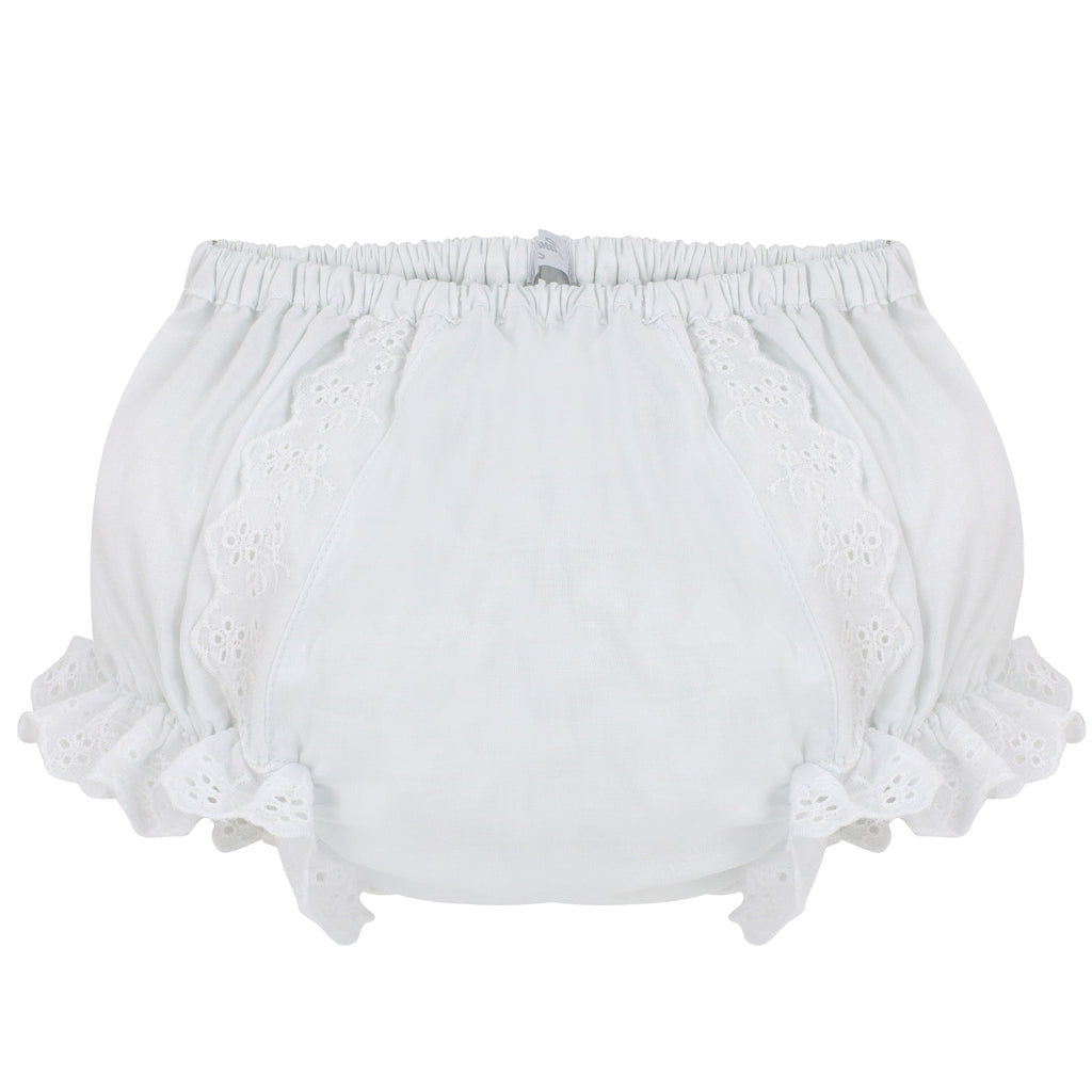 Diaper Cover White Ruffle w/Lace - Mini Macarons Boutique