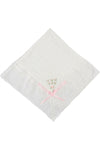 Julius Berger Belgium Lace Rosebud Baby Blanket with Pink Ribbon - Imagewear