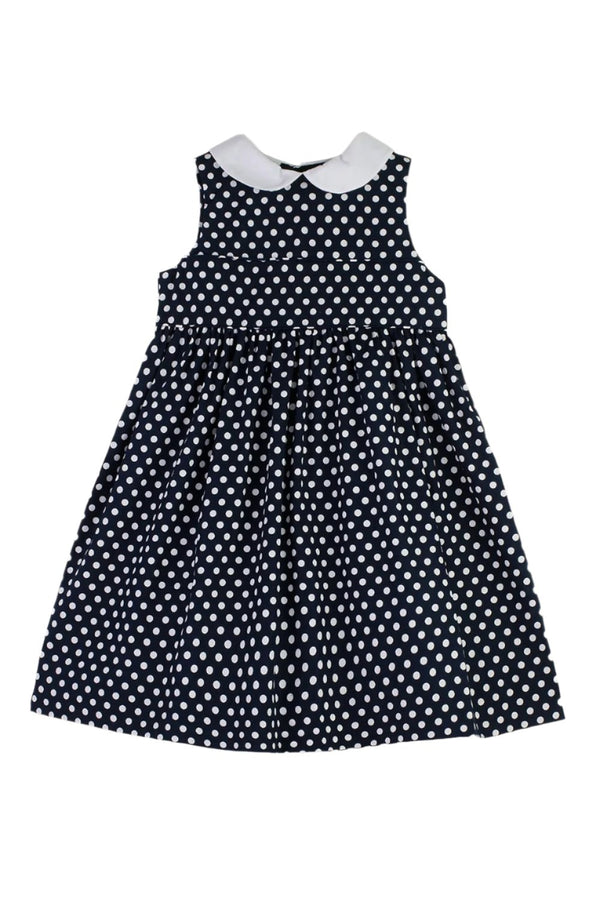 Navy Polka Dot Toddler Girl Dress 