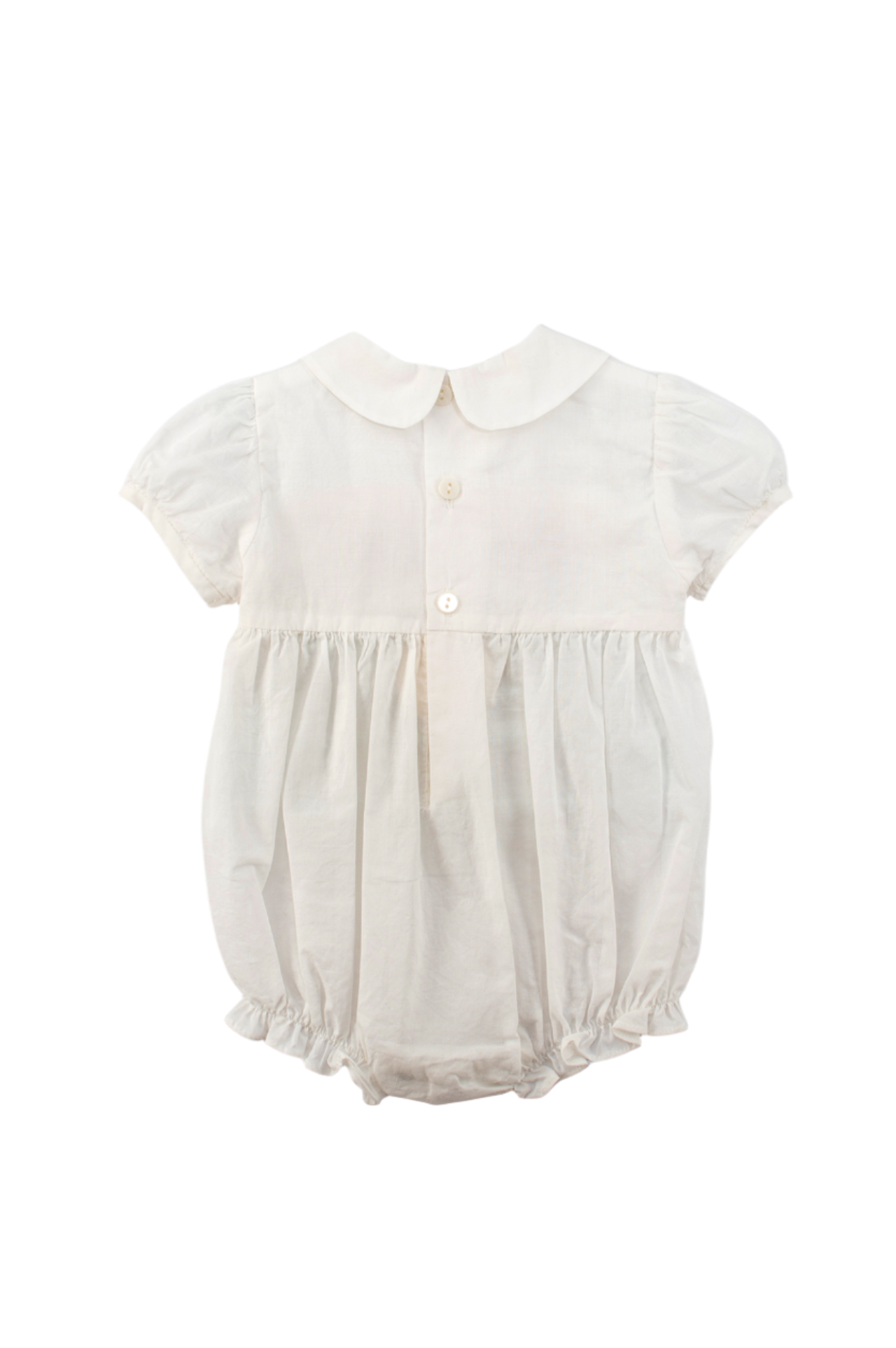 White Smocked Baby Boy Bubble Romper 2