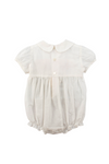 White Smocked Baby Boy Bubble Romper 2