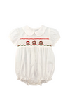 White Smocked Baby Boy Bubble Romper