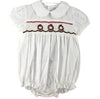 White Smocked Corduroy Baby Boy Bubble Romper 3