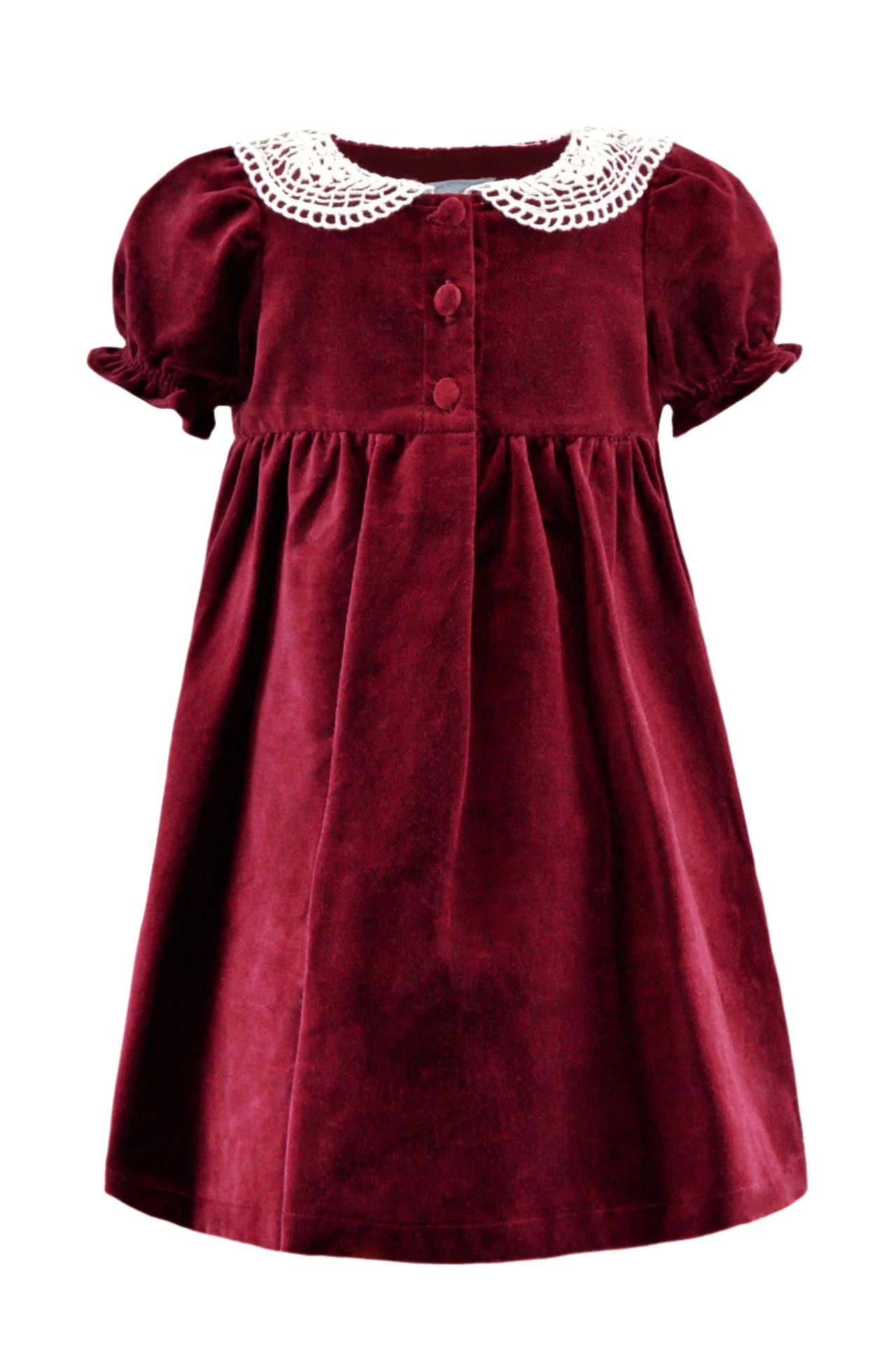 Wholesale Red Velvet Baby Girl Short Sleeve Dress