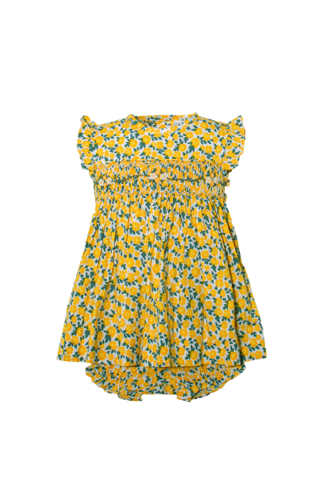 Yellow Flutter Sleeve Baby & Toddler Dress With Panty