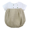 Tan Tuck Baby Boy Bubble Romper with Bonnet