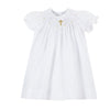 Baby Girls Christening & Baptism Smocked Gold Cross Bishop Dress with Bonnet 4